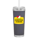 24 oz. Tumbler With Straw - Full Color Foster Farms Logo **MINIMUM QUANTITY 48 PIECES**