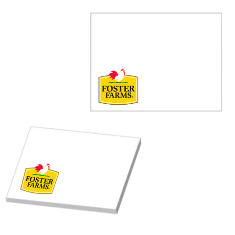 BIC® Ecolutions® 4" x 3" Adhesive Notepad, 25 Sheet Pad With Full Color Foster Farms Logo **MINIMUM QTY 500**