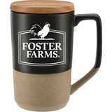 Tahoe Tea & Coffee Ceramic Mug with Wood Lid 16oz With Foster Farms Logo **MINIMUM QUANTITY 48 PIECES**