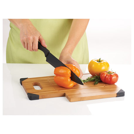 Large Bamboo Cutting Board with Silicone Grip - Laser-Engraved