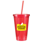 16 oz. Victory Acrylic Tumbler with Straw Lid With Full Color Foster Farms Logo **MINIMUM QUANTITY 48 PIECES**