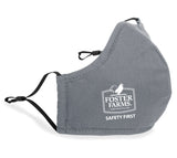 Reusable Face Mask with Single Color Foster Farms Safety First Logo **MINIMUM QUANTITY 200 PIECES/MIN QUANTITY 50 PER COLOR**