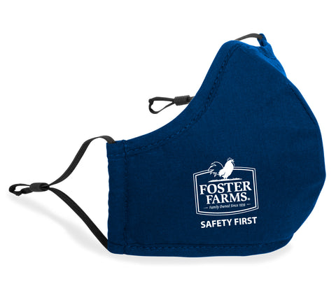 Reusable Face Mask with Single Color Foster Farms Safety First Logo **MINIMUM QUANTITY 200 PIECES/MIN QUANTITY 50 PER COLOR**