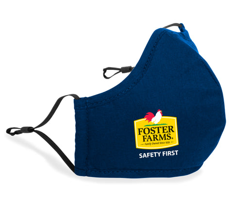Reusable Face Mask with Full Color Foster Farms Safety First Logo **MINIMUM QUANTITY 50 PIECES PER COLOR**