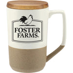 Tahoe Tea & Coffee Ceramic Mug with Wood Lid 16oz With Foster Farms Logo **MINIMUM QUANTITY 48 PIECES**